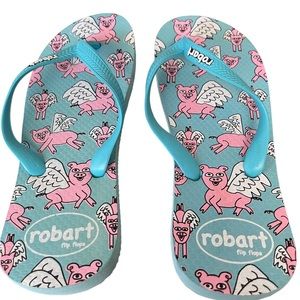 Robart Flip Flops Flying Pigs Size 9